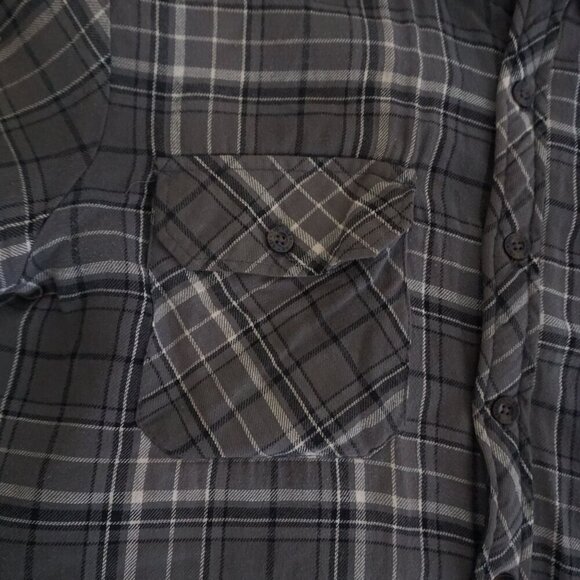 Vintage '90S Dickies Gray Black Plaid Quilt Lined Outdoor Button Up Shacket L - Picture 10 of 11